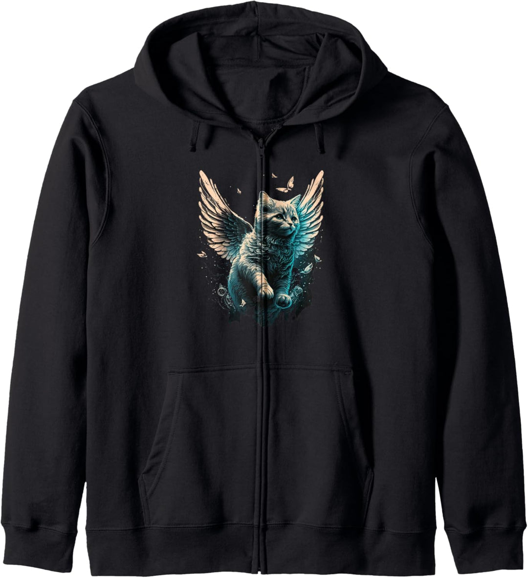 Katze mit Engelsflügeln, niedliches Gedenk-T-Shirt für Katze, Mutter, Papa Kapuzenjacke