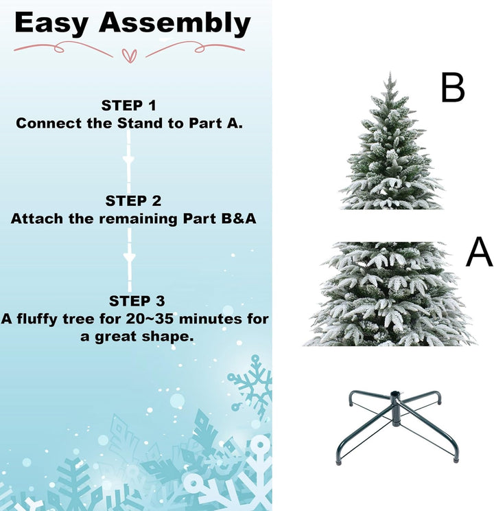 4ft/1.2m Künstlicher Weihnachtsbaum Lappland Tanne - Schnee beflockt Grün 332 PE/PVC Zweigspitzen, k
