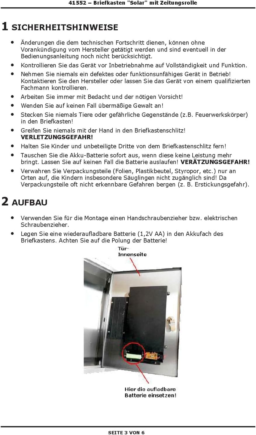 DEMA Briefkasten Solar mit Zeitungsrolle – Wetterfester Edelstahl Briefkasten mit integrierter Solar