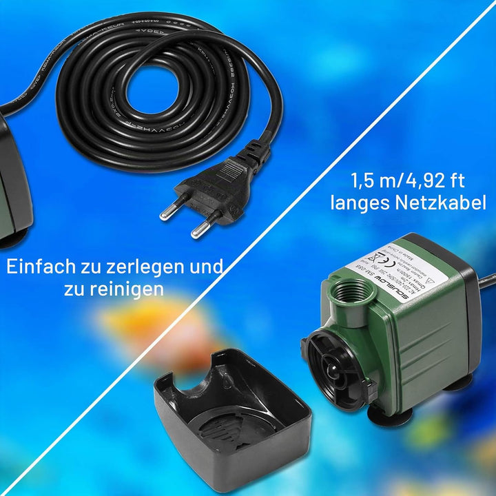 SOUSLOW Water Pump Submersible Pump 25W 1500L/H AC220-240V with 2 Nozzles for Aquarium Pond Fountain