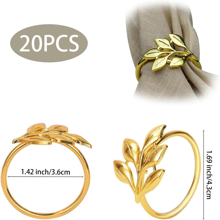 20 Stück Napkin Rings Serviettenringe, Metall Serviettenschnallen, Metall Serviettenschnallen Blätte