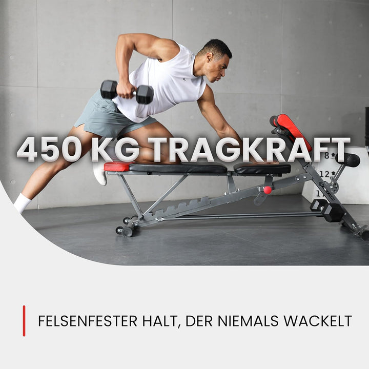 FF Finer Form Multifunktionale FID Hantelbank für Ganzkörpertraining, übergrosse Rückenverlängerung,