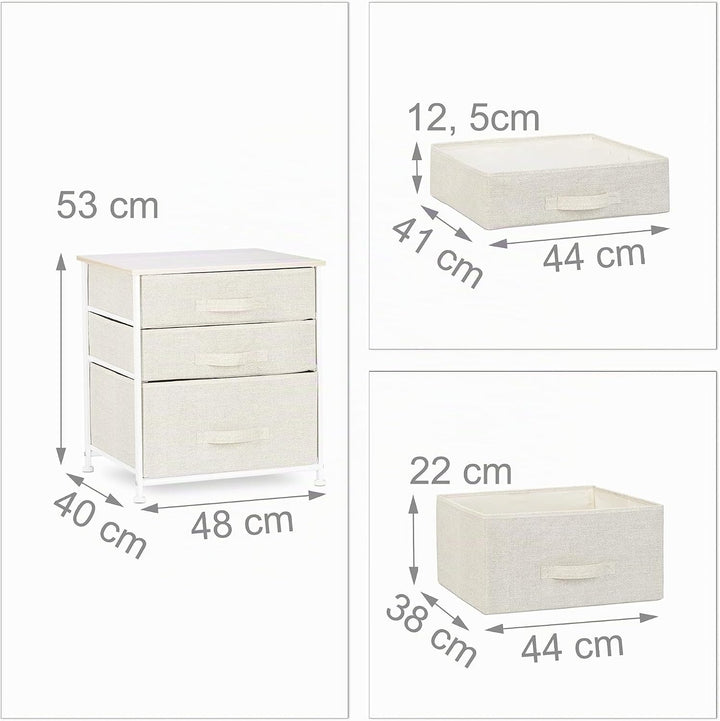 Relaxdays Regalsystem, 3 Stoff-Schubladen, universale Schubladenbox, Metall und Holz, HxBxT: 53 x 48