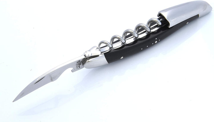 Forge de Laguiole Sommeliermesser | Dreiteilig - Horn - Schwarz - Finish glänzend Horn Schwarz, Horn