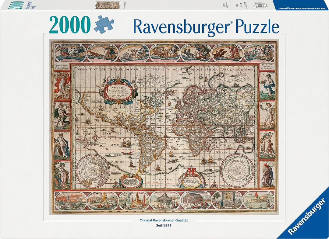 Ravensburger Puzzle 2000 Teile Weltkarte, antik 16633 Single, Single