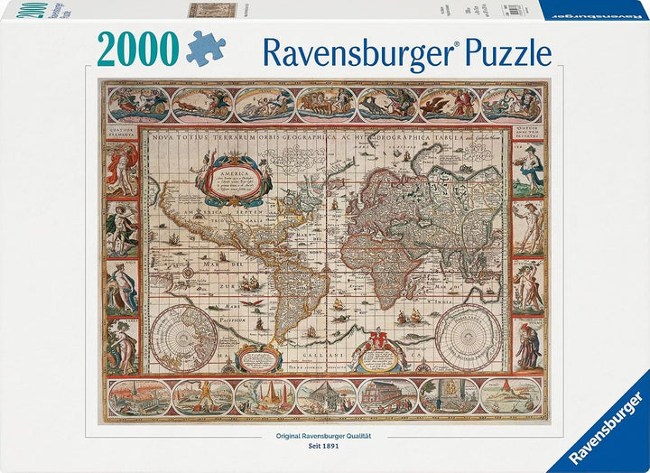 Ravensburger Puzzle 2000 Teile Weltkarte, antik 16633 Single, Single