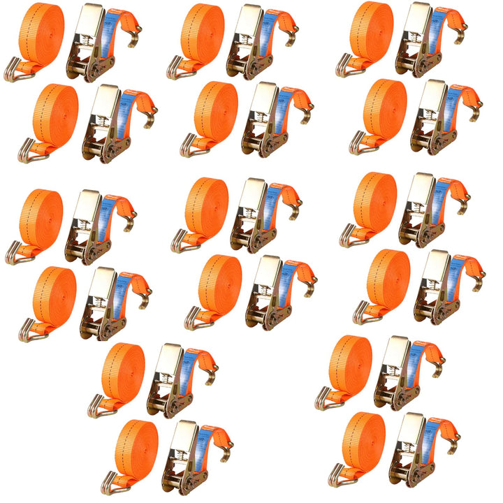 16 Set Spanngurt mit Ratsche und J Haken,1000 kg Zurrgurt Ratschengurt 4 mX25 mm,Frachtgurte für Umg