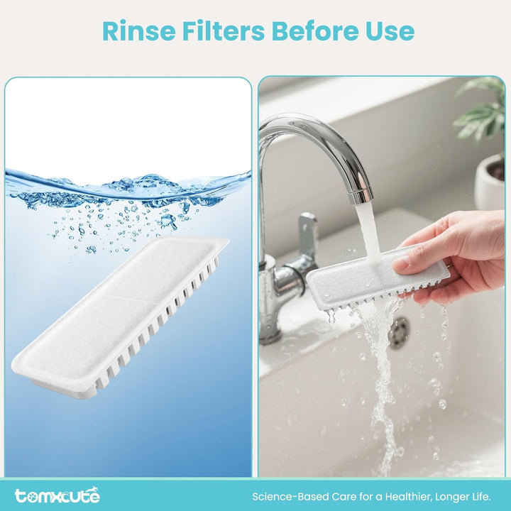 Tomxcute Katzenbrunnen Filter Set, 10 Filter + 2 Schwämme für 108oz/3.2L, 10 Filter + 2 Schwämm