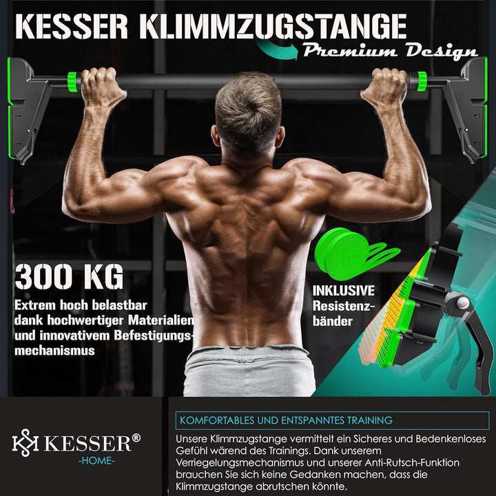 KESSER® Klimmzugstange Türrahmen verstellbar, Pull Up Bar Heimturnhalle, Reckstange ohne Schrauben/B