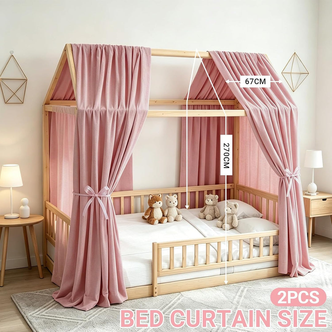 2 Stück Hausbett Himmel 67 x 270 cm Weich und Atmungsaktiv Baldachin Kinderzimmer Deko Betthimmel Ha