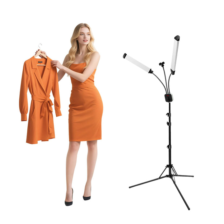 Kosmetiklampe, 3000–6500K Dimmbares LED-Doppelarmleuchte mit Stativ und Tragtasche, 220V 40W Videoli