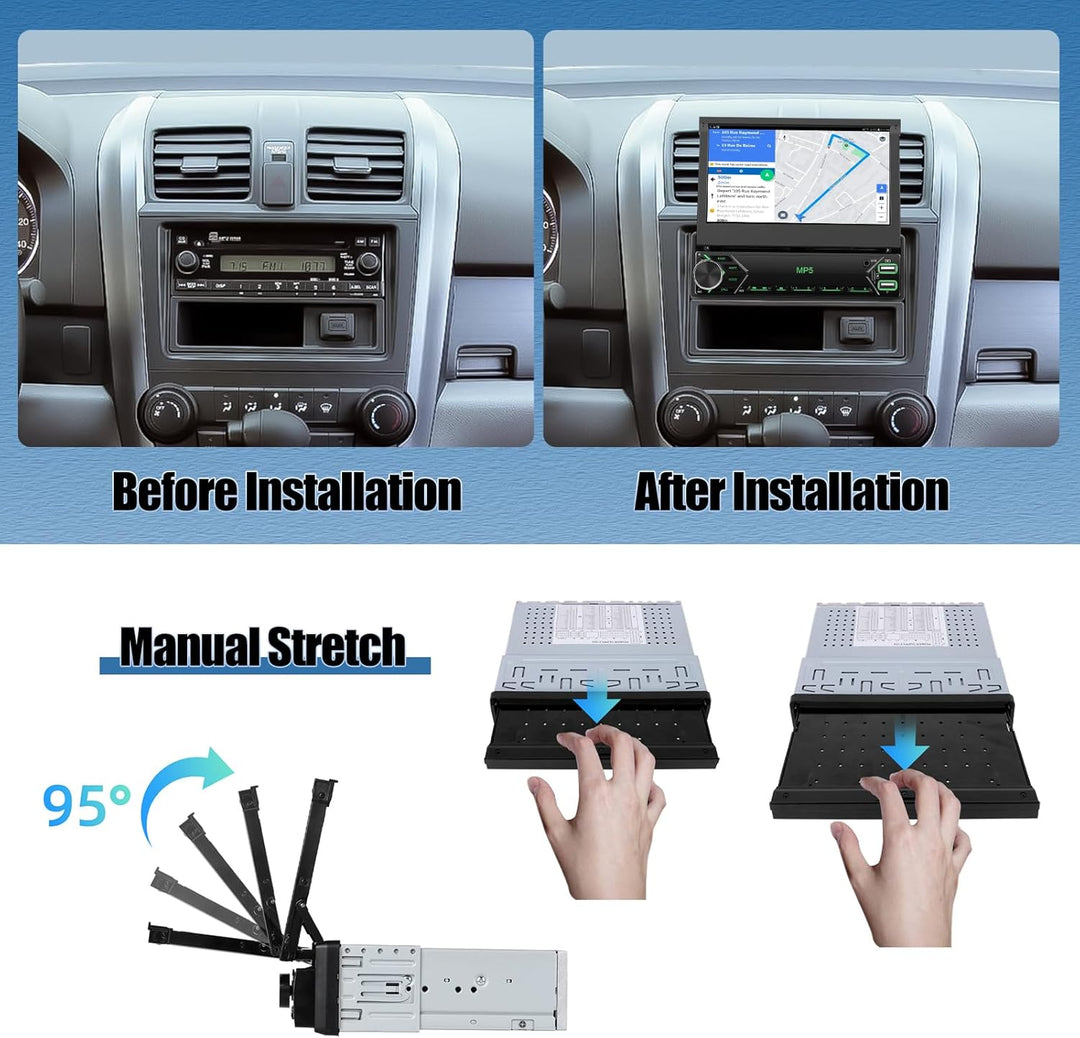 CAMECHO Autoradio 1 Din Wireless Carplay mit HD Rückfahrkamera, 7 Zoll Touchscreen Bluetooth Radio M