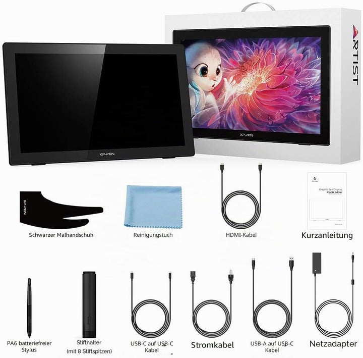 XP-PEN Artist 22 (2. Generation) Grafiktablett 21,5 Zoll Stift-Display (1.920 x 1.080), 122% sRGB Fa