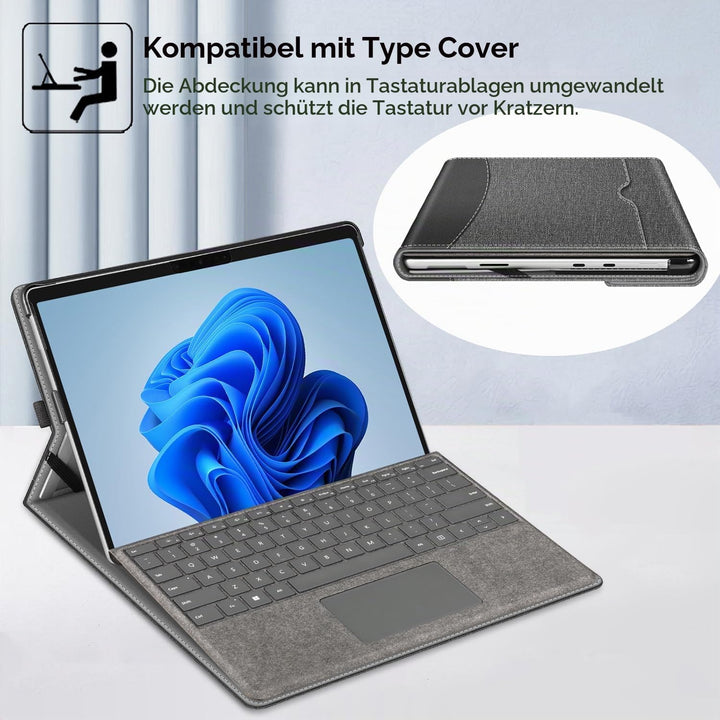 Fintie Hülle für Microsoft Surface Pro 8 13 Zoll (2021) - Multi-Sichtwinkel Hochwertigem Kunstleder