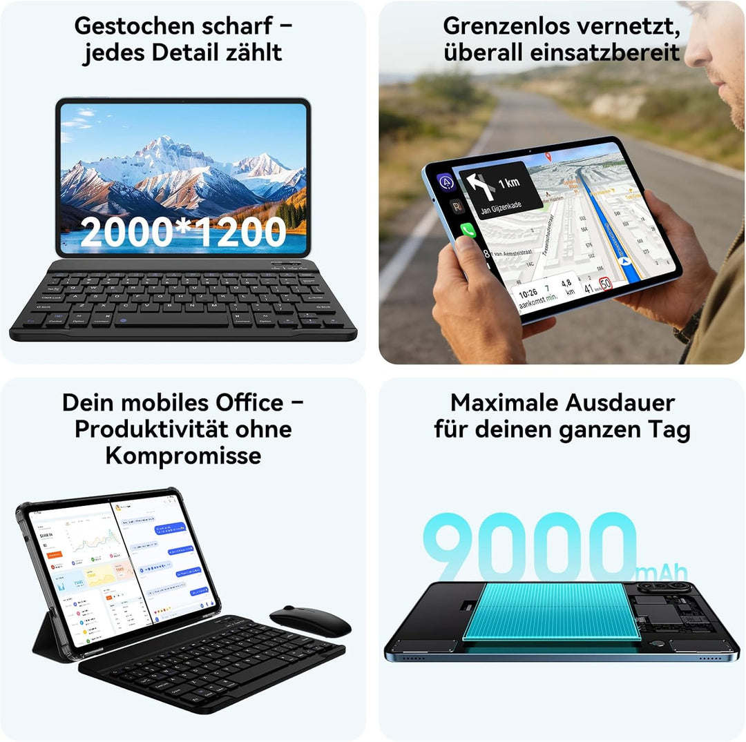 Blackview Mega2 Tablet 12 Zoll Android 15 Tablets, 24GB RAM+128GB ROM, 120HZ 2K FHD Gaming Tablet mi