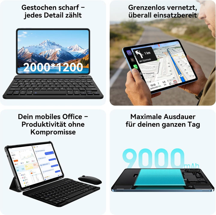 Blackview Mega2 Tablet 12 Zoll Android 15 Tablets, 24GB RAM+128GB ROM, 120HZ 2K FHD Gaming Tablet mi
