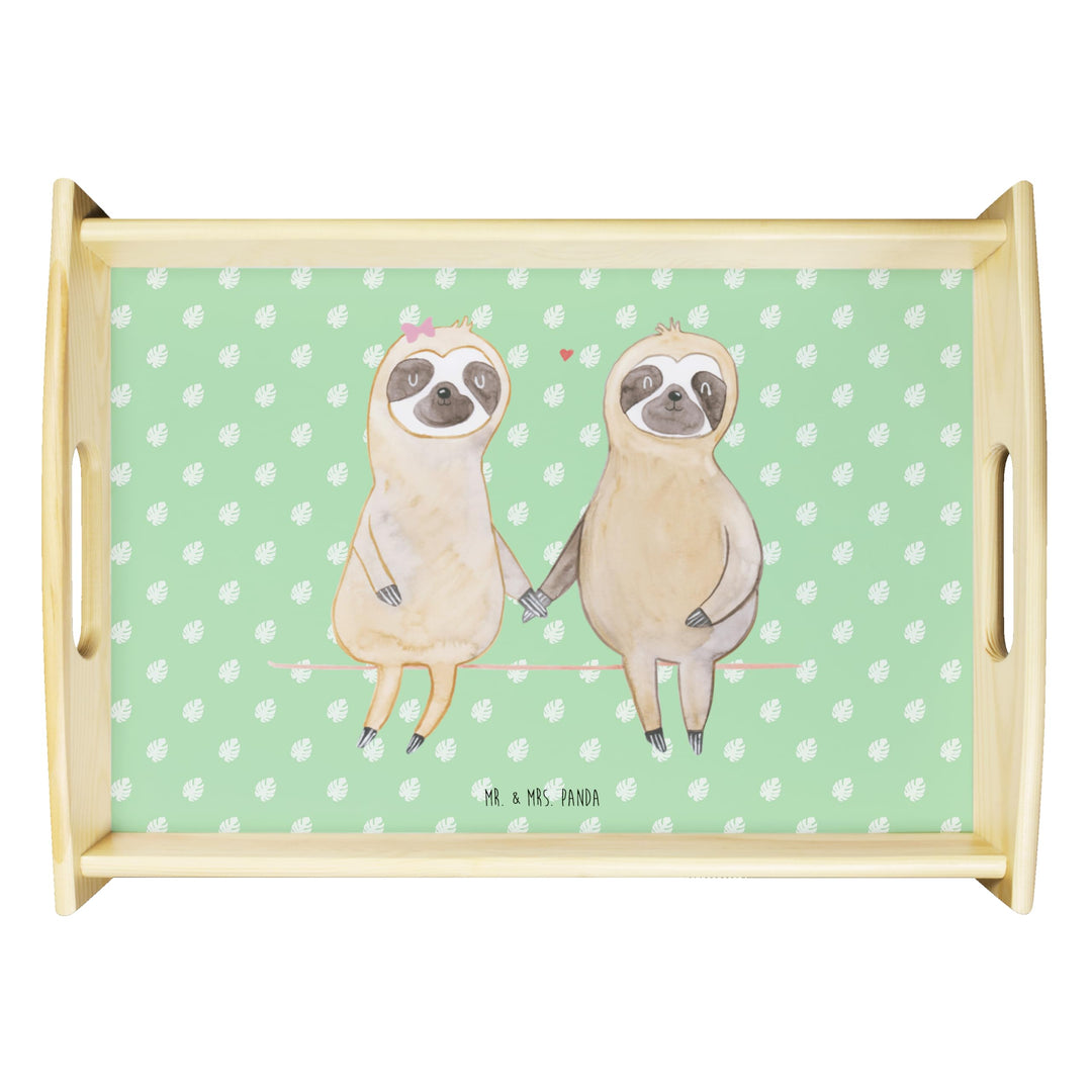 Mr. & Mrs. Panda Tablett Faultier Pärchen - Geschenk, serviertablett Holz, Gemeinsam, betttablett, L