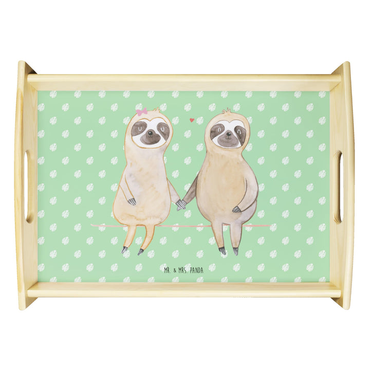 Mr. & Mrs. Panda Tablett Faultier Pärchen - Geschenk, serviertablett Holz, Gemeinsam, betttablett, L