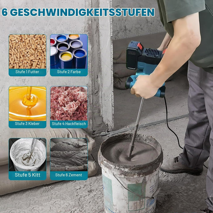 Akku-Farbmörtelrührer Kompatibel mit 18-21V Batterie, Farb-Mörtelrührer, 3100W Rührwerk (Ohne Akku),