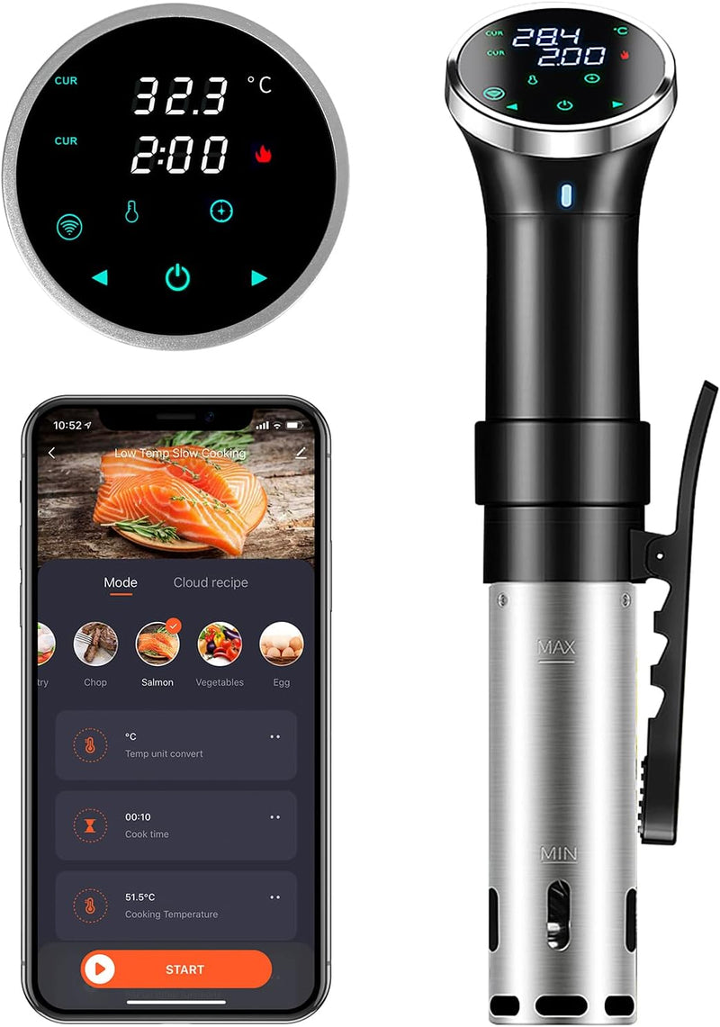Sous Vide Garer, Wifi Sous Vide Stick 1100W Präzisionskochtopf Immersion Zirkulator mit Temperaturei