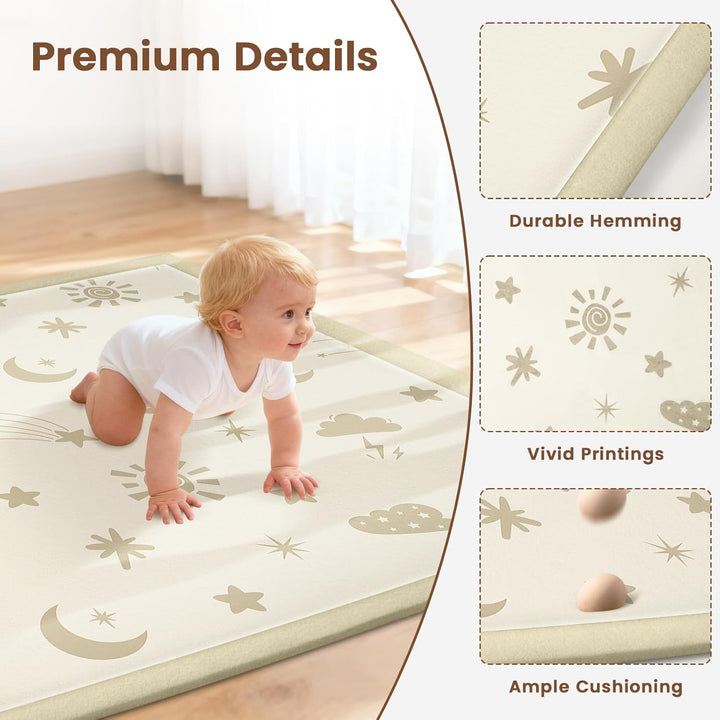 Teppich Krabbelmatte Baby 127x127x3cm, Spielmatte Krabbeldecke Turnmatte Spielteppich für Baby Kinde