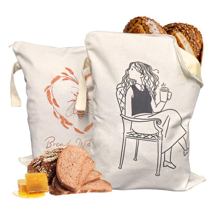 Brotbeutel, 2 Stück 43.2 * 33 wiederverwendbare Bienenwachs-Brotbeutel, die für Brot, Obst und Gemüs