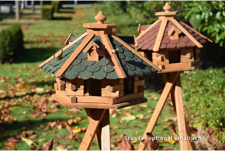 dobar® 98720e Vogelfutterhaus Bitumenschindeldach 6-eckig - Vogelhaus aus Massivholz - Vogelfutterst