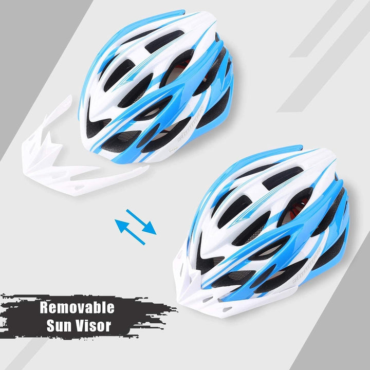 Shinmax Fahrradhelm Herren Damen Fahrradhelm mit Licht Blau Weiss, Blau Weiß