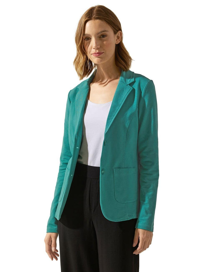 Street One Damen Basic Blazer mit Raffungen 36 Lagoon Green, 36 Lagoon Green