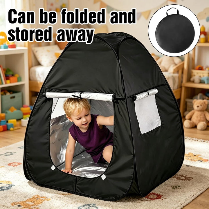 Sensorisches Zelt, Pop-Up Höhle, 84x84x96 cm Blackout Pop Up Spielzelt Mit Reise Tragetasche, Tragba