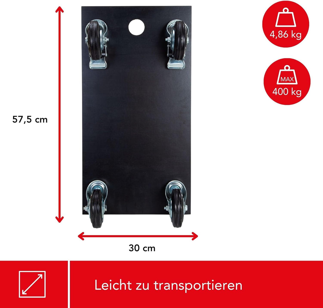 Toolland - QT111 Transport-Roller, Max Tragkraft 400 kg, 575 mm x 300 mm Abmessungen 175682, Mehrfar