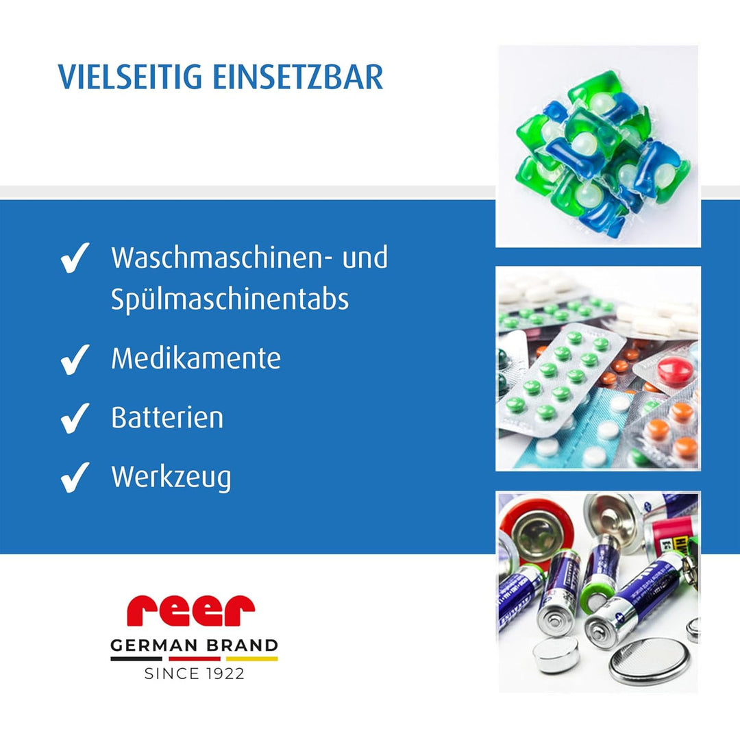 reer SafeContainer Aufbewahrungsbox | Schutz vor gefährlichen Kleinteilen | kindersicherer Verschlus