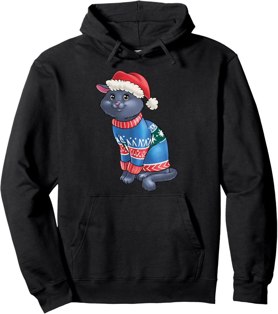 Merry Catmas Merry Fluffmas Weihnachtsmann-Katze, Weihnachten Pullover Hoodie