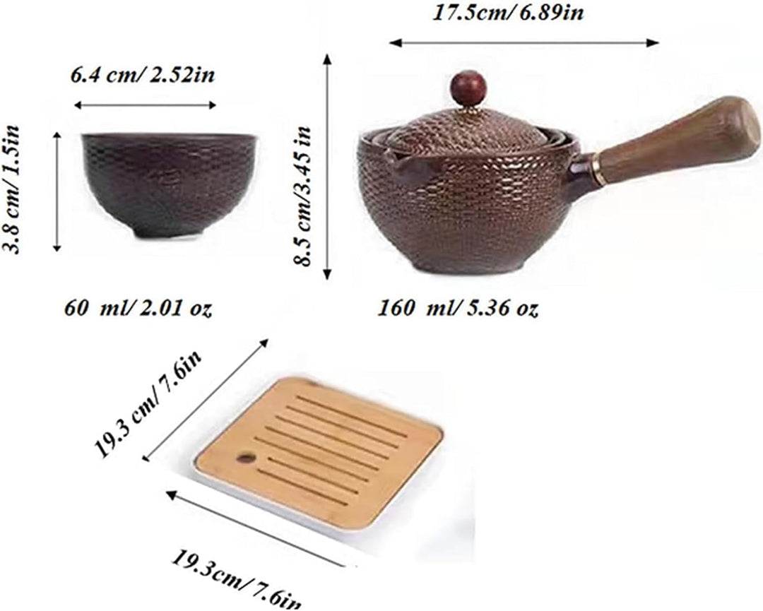Keramik Portable Travel Tee Set, chinesischer Kungfu Tee Set mit 360-Rotation Teekanne und Infuser,