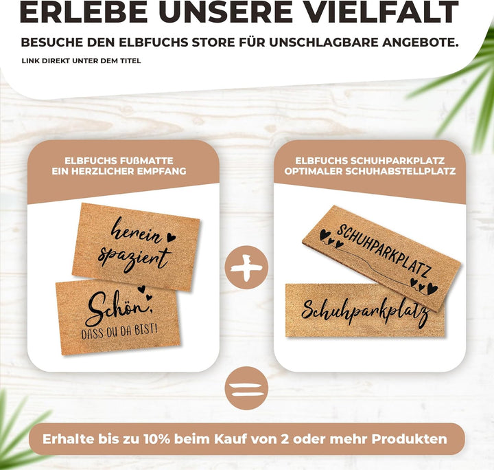 Kokos Fussmatte 60x40 Willkommen I Extra langlebige & rutschfeste Kokosmatte I Für Innen & Überdacht