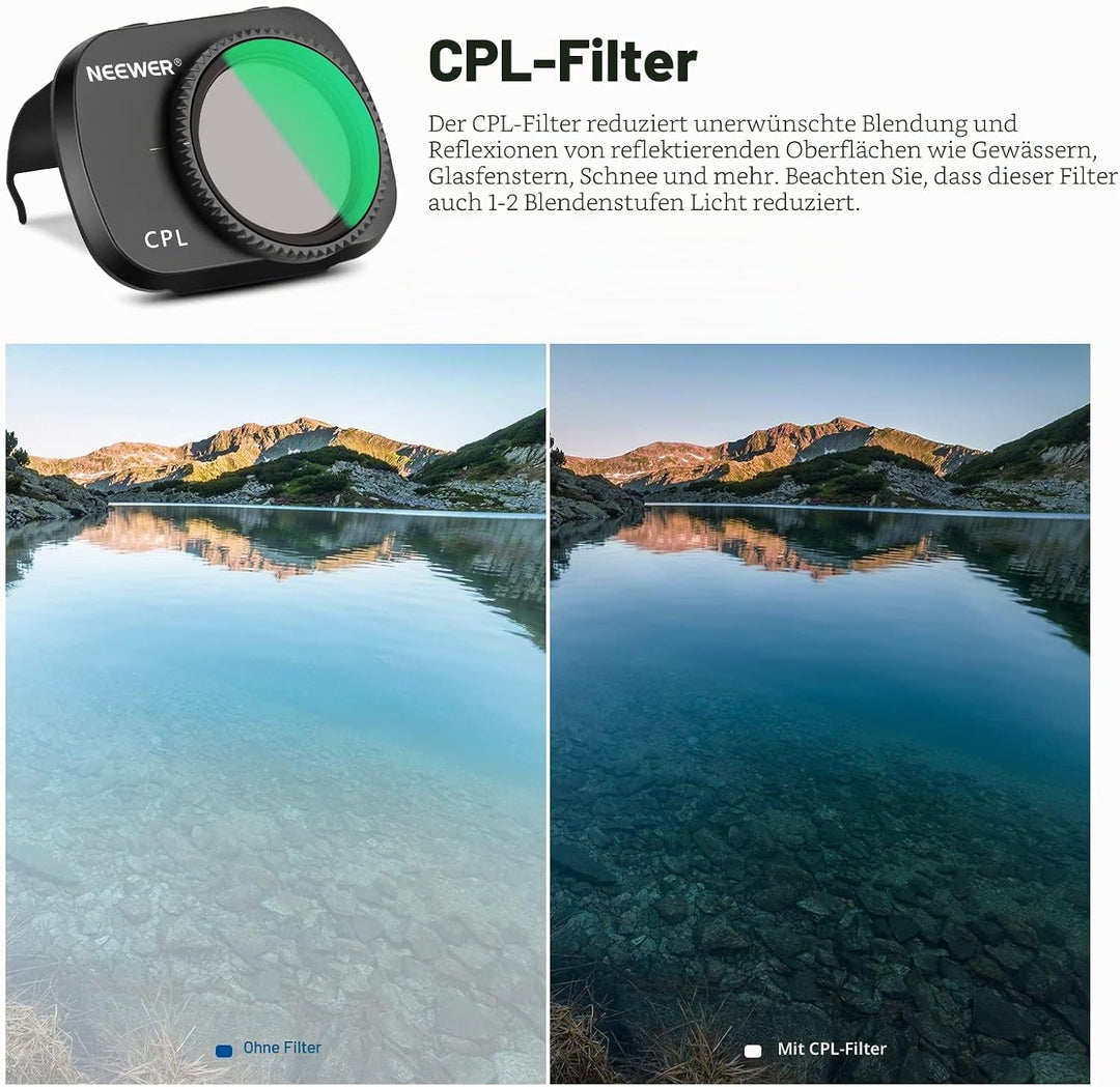 NEEWER 4er Pack ND Filterset Mehrfachvergütetes optisches HD-Glas ND8+ND16+ND32+CPL Filter Kompatibe