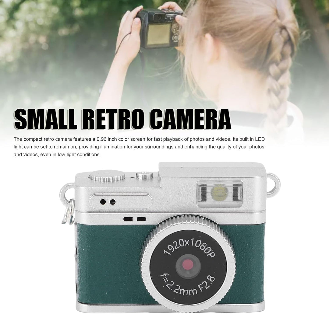 Dpofirs Kleine Retro -Digitalkamera, 1080p HD 128 GB Speichertasche Kamera Vintage -Stil, 0,96 Zoll