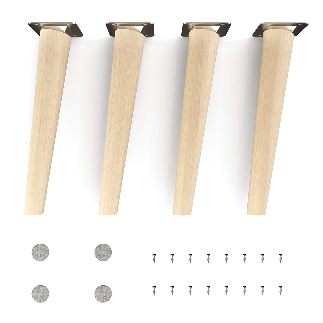 Sossai Möbelfüsse aus Naturholz Buche unbehandelt, Clif Round HMF2, 25 cm hoch, rund, schräge Ausfüh
