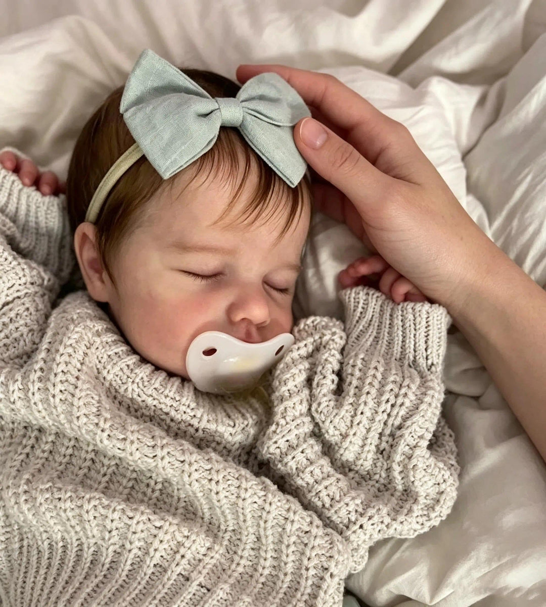 Zero pam Reborn Baby Vollsilikon Lebensecht Mädchen,50CM Lächelndes Silikon Baby Puppe Mit Haaren, S