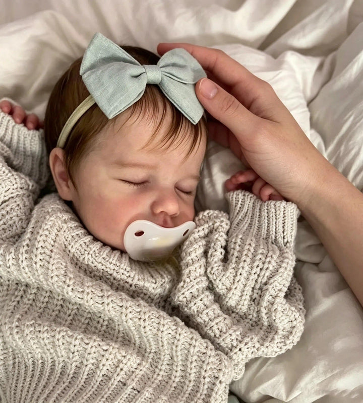 Zero pam Reborn Baby Vollsilikon Lebensecht Mädchen,50CM Lächelndes Silikon Baby Puppe Mit Haaren, S