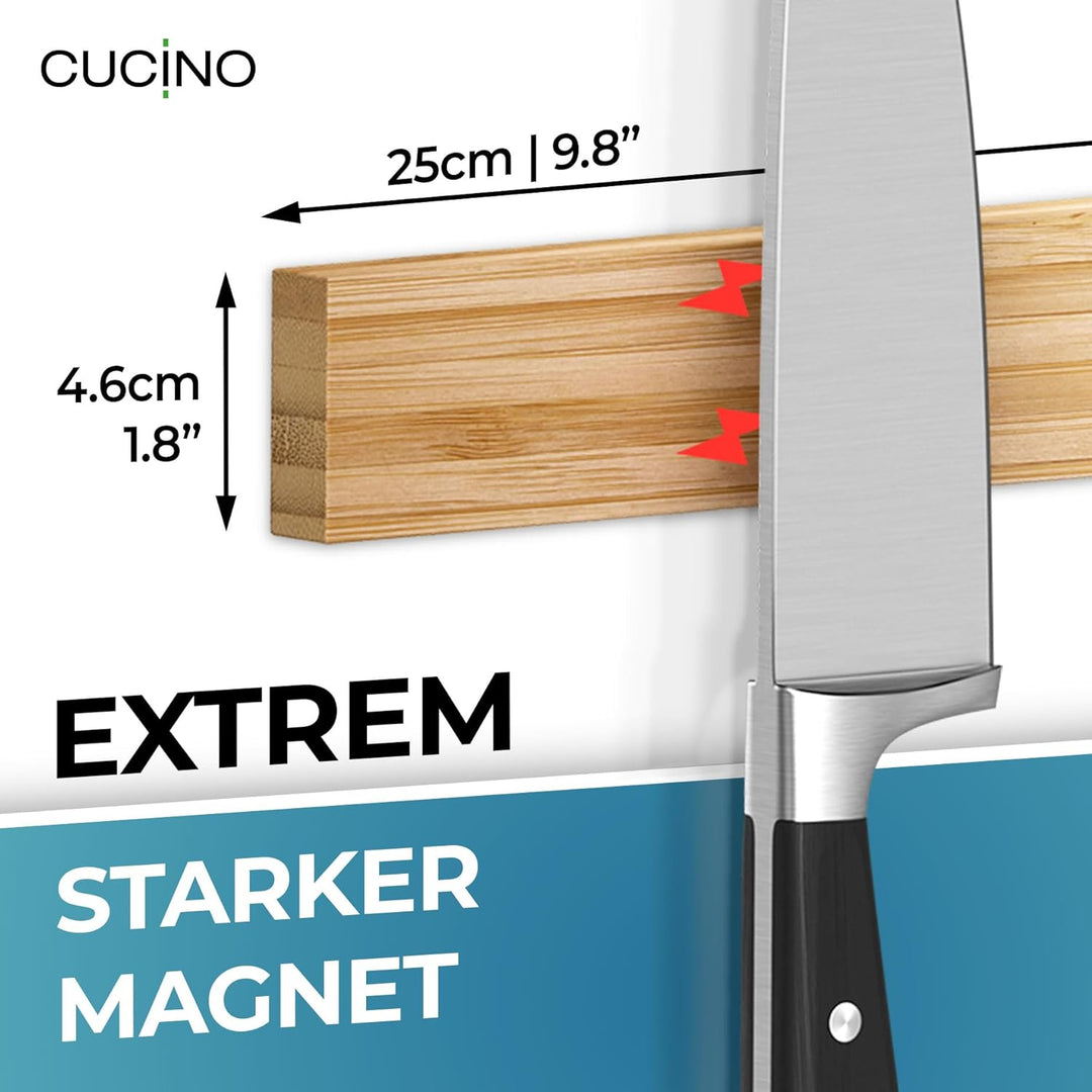 Magnetleiste Messer mit extra starkem Magnet - Vergleichssieger 2022 - Einfache Montage mit 3M Klebe