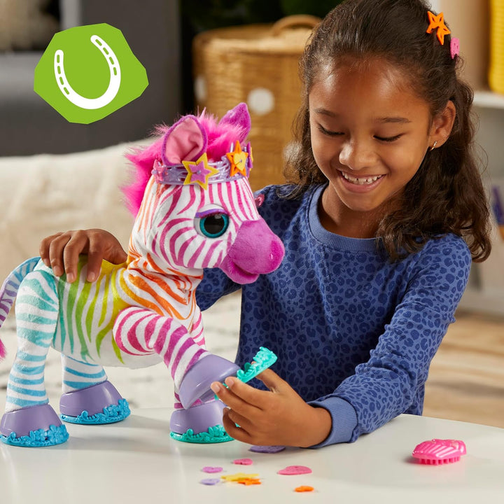 Hasbro furReal Zenya, Mein Regenbogen-Zebra, interaktives Tierchen Spielzeug für Mädchen und Jungen