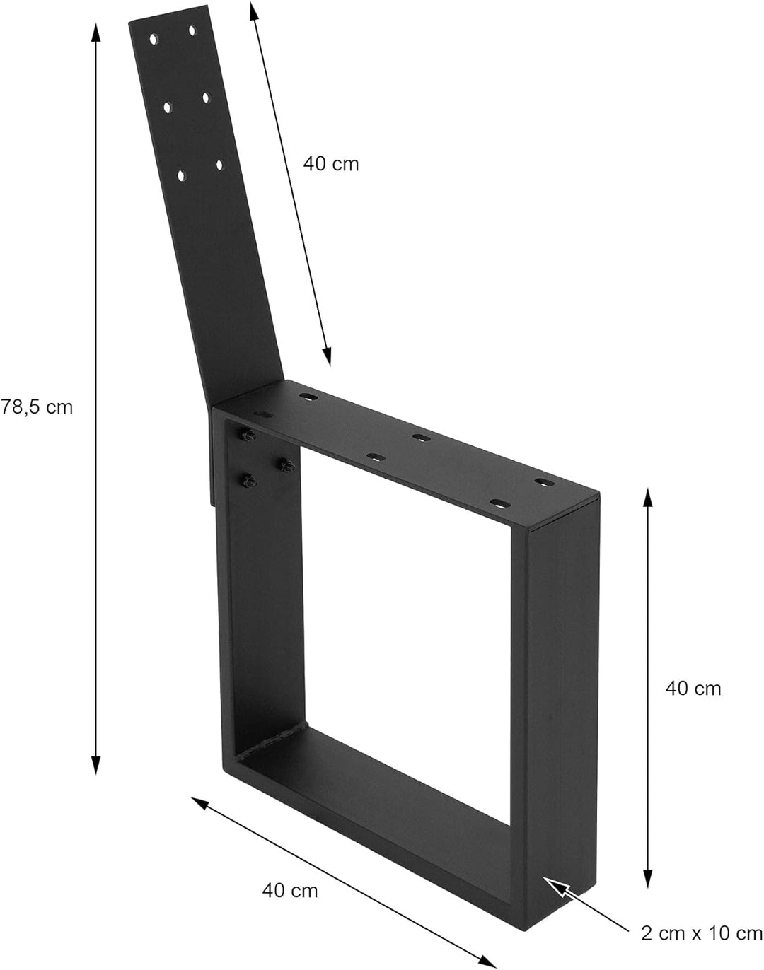 ML-Design 2 Stück Bankbeine aus Stahl massiv 40x78,5cm Schwarz Bankgestell aus Metall mit Rückenlehn