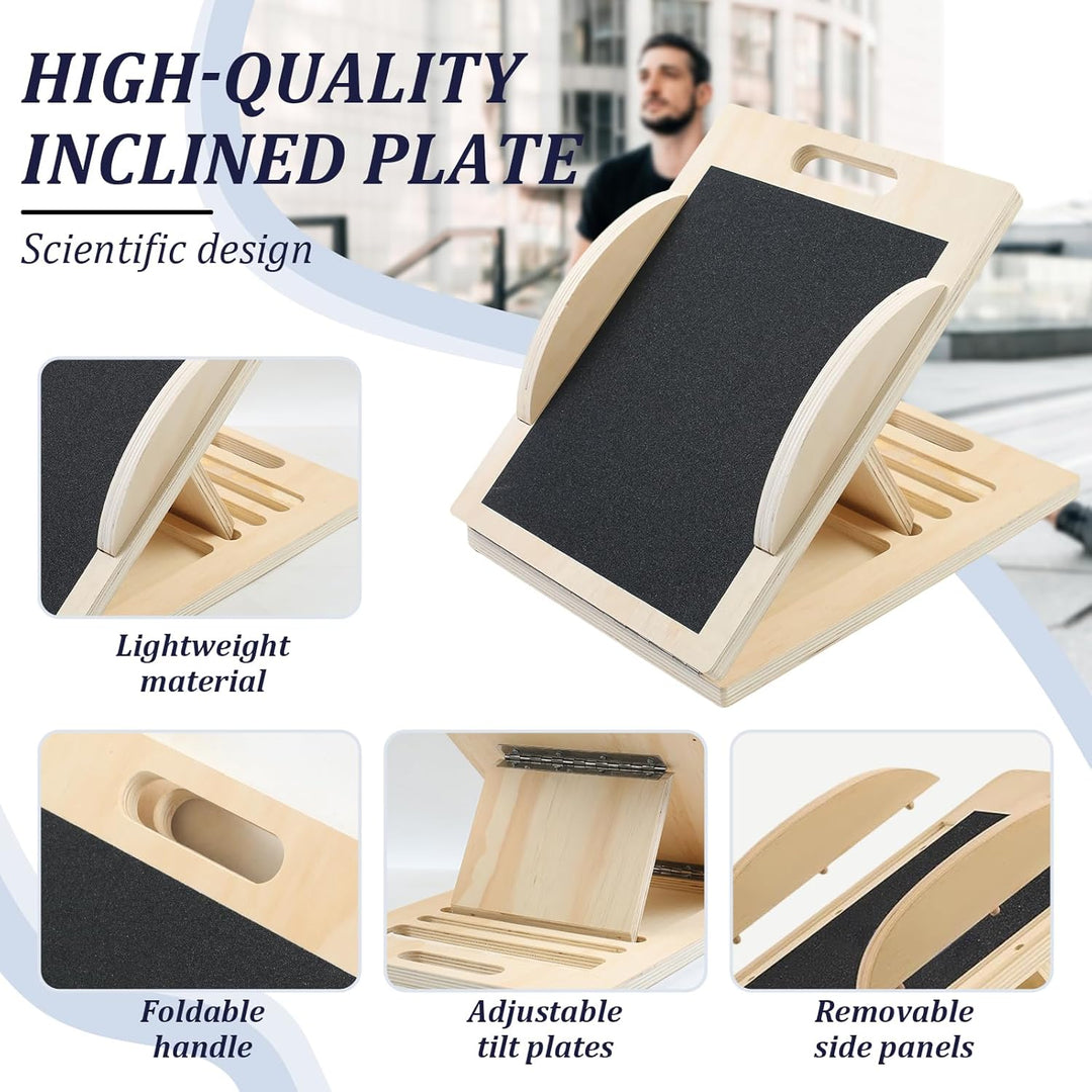 2-in-1 Wadendehner Schrägbrett & Balance Board aus Holz, Verstellbares Neigungsbrett Gleichgewichtsb