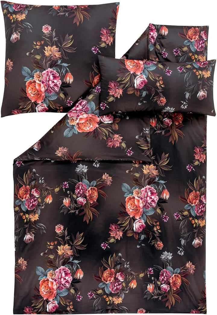 ESTELLA Mako-Satin Bettwäsche Joyce anthrazit 135x200 cm + 80x80 cm + 40x80 cm, 135x200 cm + 80x80 c