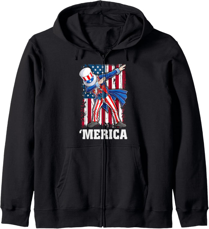 4. JULI Shirt MERICA DABBING UNCLE SAM Amerikanische USA Kapuzenjacke