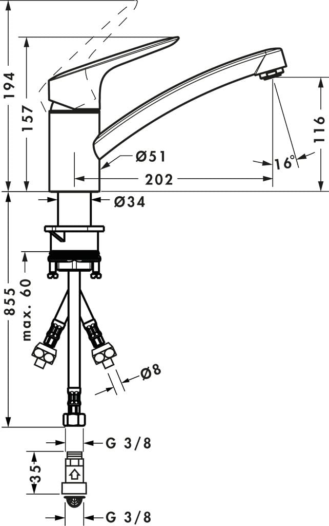 Hansgrohe 71831000 Logis Küchenarmatur Chrom NIEDERDRUCK