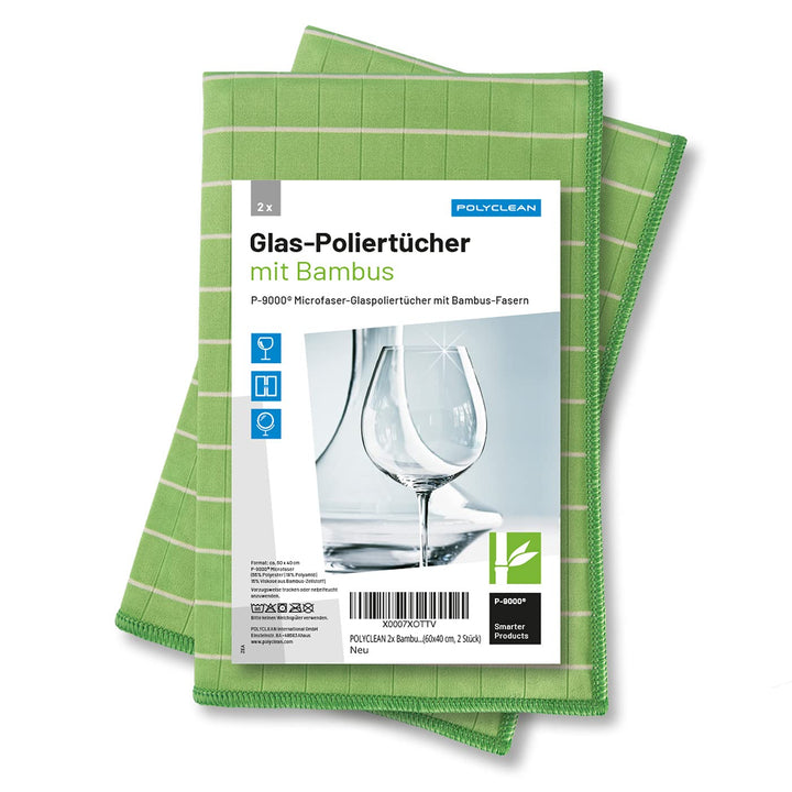 POLYCLEAN 2X Glasreinigungstuch – Microfasertuch mit Bambusfasern – Fenstertuch für Glas und Scheibe