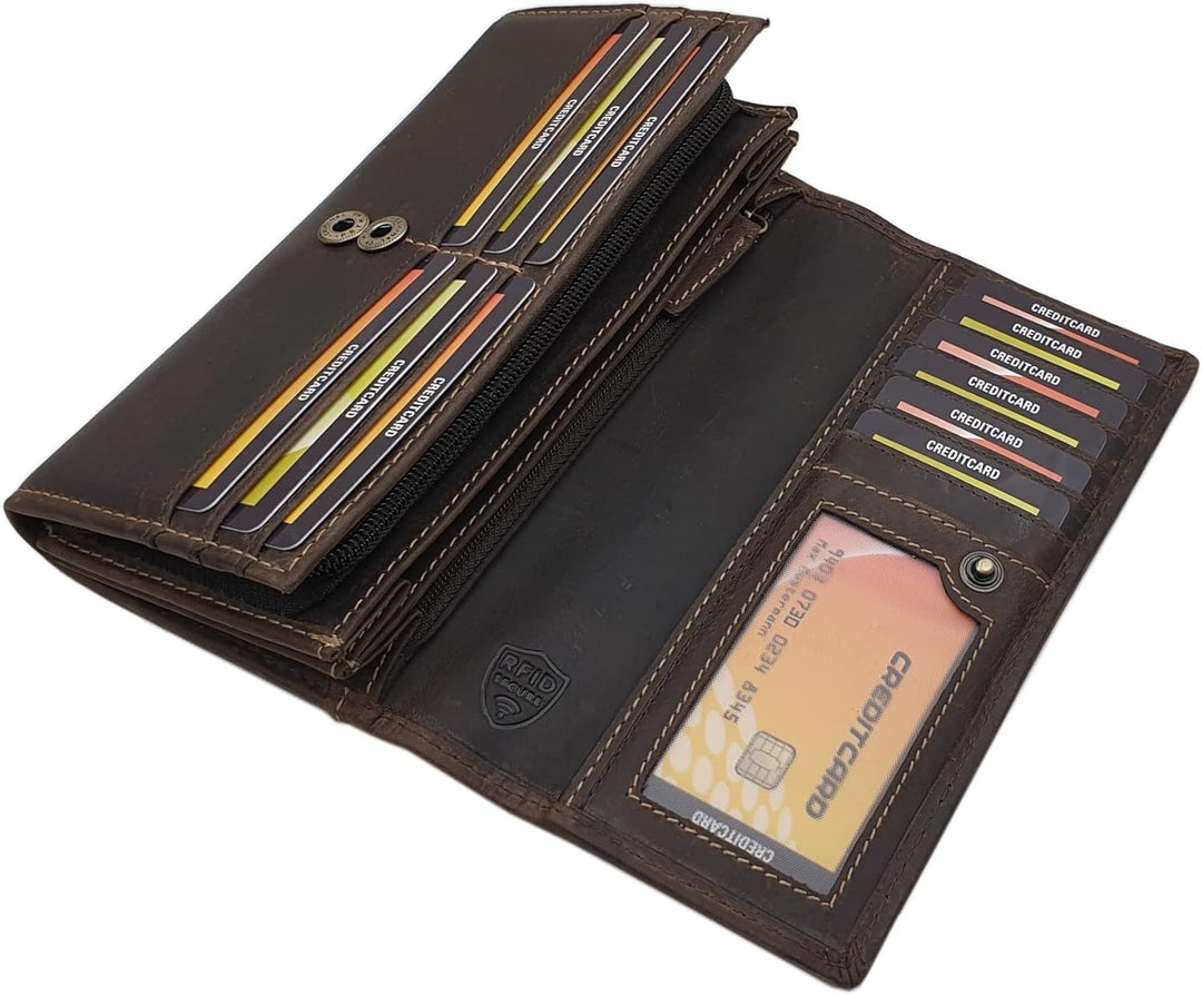 Grosse Vollrindleder Damen Geldbörse / Geldbeutel / Portemonnaie / Geldtasche / Portmonee mit Lianen