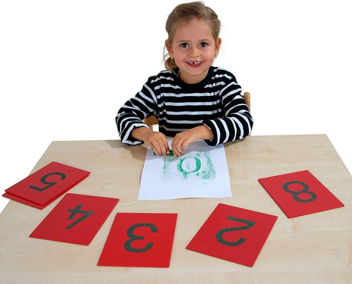 Betzold - Fühl- und Tastplatten, Sandpapier-Ziffern im Holzkasten - Mathematik Nocolor, Nocolor